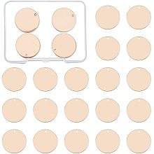 BENECREAT 30 Pack 20mm Stamping Tag Blanks Flat Round Links Connectors and Storage Box for Necklace Bracelet Dog Tags Making, Rose Gold