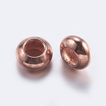 Honeyhandy Brass Beads, Rondelle, Rose Gold, 6x3mm, Hole: 3mm