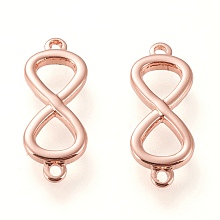 Honeyhandy Brass Links Connectors, Long-Lasting Plated, Infinity, Real Rose Gold Plated, 16.5x6.5x1.5mm, Hole: 1mm