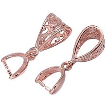 UNICRAFTALE 50pcs Rack Plating Brass Pendant Pinch Bails Filigree Ice Pick Rose Gold Pinch Bails for Half Drilled Beads Charm Pendants Jewelry Making 13x8x5mm