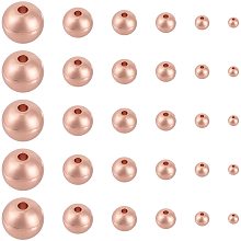 PandaHall Elite 120pcs 6 Sizes Brass Spacer Beads Rose Gold Round Smooth Bead Spacers for Bracelet Necklace Jewelry Making Supplies (2mm, 3mm, 4mm, 5mm, 6mm, 8mm)