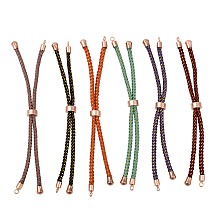 Honeyhandy Adjustable Nylon Cord Slider Bracelet Making, with Brass Findings, Long-Lasting Plated, Real Rose Gold Plated, Mixed Color, 8-5/8 inch(22cm), 2~3.5mm, Hole: 1.5mm