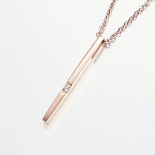 Honeyhandy 304 Stainless Steel Cubic Zirconia Pendant Necklaces, Bar/Stick, Rose Gold, 17.7 inch(45cm)