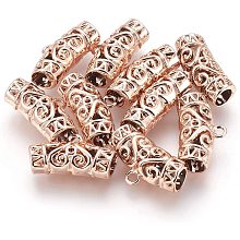 UNICRAFTALE About 10pcs Rose Gold Alloy Hanger Links Curved Tube Filigree Bail Beads with Loop Metal Bead for Necklaces Bracelets Jewelry Making 13x24x8mm