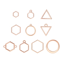 Honeyhandy 10Pcs Alloy Open Back Bezel Pendants and Links, Filling Accessories, for Epoxy Resin, Resin Jewelry Making, Mixed Shapes, Rose Gold, 10~22x10~22mm