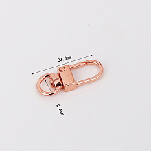 Honeyhandy Zinc Alloy Swivel Lobster Clasps, Swivel Snap Hook, Rose Gold, 33.3mm, Hole: 8.4mm