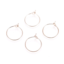 Honeyhandy Ion Plating(IP) 316L Surgical Stainless Steel Hoop Earring Findings, Wine Glass Charms Findings, Rose Gold, 15x0.7mm, 21 Gauge