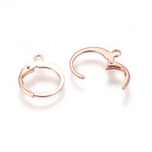 Honeyhandy 304 Stainless Steel Leverback Earring Findings, with Loop, Rose Gold, 14.5x12.5x1.5mm, Hole: 1.4mm, Pin: 0.7x0.9mm