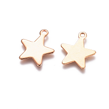 Honeyhandy 201 Stainless Steel Pendants, Star, Stamping Blank Tag, Rose Gold, 15x13x0.7mm, Hole: 1.4mm