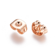 Honeyhandy 304 Stainless Steel Ear Nuts, Earring Backs, Rose Gold, 6x4x3mm, Hole: 1mm