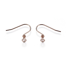 Honeyhandy 304 Stainless Steel Earring Hooks, Ear Wire, with Horizontal Loop, Rose Gold, 16mm, Hole: 1.8mm, Pin: 0.7mm