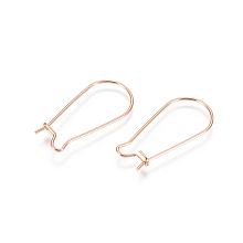 Honeyhandy 304 Stainless Steel Hoop Earring Findings, Kidney Ear Wire, Rose Gold, 25x12x0.7mm, 21 Gauge, Pin: 0.7mm