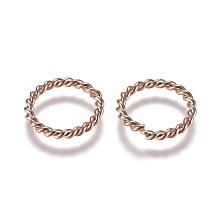 Honeyhandy 304 Stainless Steel Jump Rings, Open Jump Rings, Twisted, Rose Gold, 12x1.4mm, Inner Diameter: 9mm