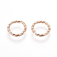 Honeyhandy 304 Stainless Steel Jump Rings, Open Jump Rings, Twisted, Rose Gold, 18 Gauge, 8x1mm, Inner Diameter: 6mm