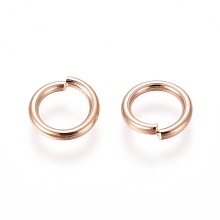 Honeyhandy 304 Stainless Steel Open Jump Rings, Rose Gold, 8x1.2mm, Inner Diameter: 5.5mm