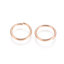 Honeyhandy 304 Stainless Steel Open Jump Rings, Rose Gold, 18 Gauge, 10x1mm, Inner Diameter: 8mm