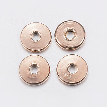 Honeyhandy Ion Plating(IP) 304 Stainless Steel Spacer Beads, Donut, Rose Gold, 6x1~1.5mm, Hole: 2mm