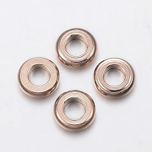 Honeyhandy Ion Plating(IP) 304 Stainless Steel Spacer Beads, Donut, Rose Gold, 4x1mm, Hole: 2mm