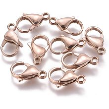 UNICRAFTALE 5pcs Stainless Steel Curved Lobster Claw Clasps Jewelry Rose Gold Fastener Hook for DIY Jewelry Necklaces Bracelet Making, About 19.5x11.5x5mm