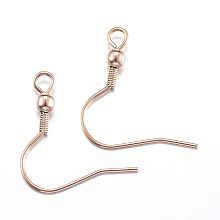 Honeyhandy Ion Plating(IP) 304 Stainless Steel Earring Hooks, with Horizontal Loop, Rose Gold, 20x19mm, Hole: 2mm, Pin: 0.8mm