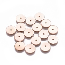 DICOSMETIC Ion Plating(IP) 304 Stainless Steel Spacer Beads, Flat Round, Rose Gold, 10x0.8mm, Hole: 1.2mm