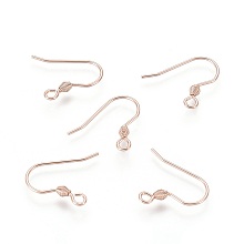 Honeyhandy 304 Stainless Steel Earring Hooks, Ear Wire, with Horizontal Loop, Rose Gold, 17x18x2.4mm, Hole: 1.8mm, 21 Gauge, Pin: 0.7mm