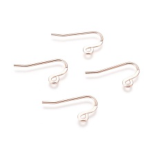 Honeyhandy 304 Stainless Steel French Earring Hooks, Flat Earring Hooks, Ear Wire, with Horizontal Loop, Rose Gold, 12x22x0.9mm, Hole: 2mm, Pin: 0.9mm