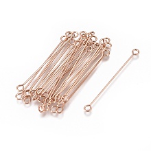 Honeyhandy Ion Plating(IP) 304 Stainless Steel Eye Pins, Double Sided Eye Pins, Rose Gold, 36x3x0.6mm, Hole: 1.6mm