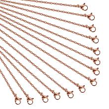 NBEADS 10 Strands 17.7 Inch Rose Gold Plated Cross Chain Necklace Link Cable Chain Charms with Lobster Clasps for Jewelry Making