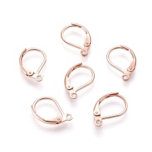 ARRICRAFT 304 Stainless Steel Leverback Earring Findings, with Loop, Rose Gold, 15.5x10x1.5mm, Hole: 1.5mm