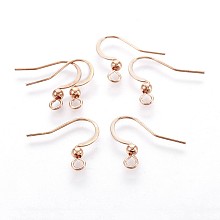 Honeyhandy 316 Surgical Stainless Steel French Earring Hooks, with Horizontal Loop, Flat Earring Hooks, Rose Gold, 15.5~16x18.9~19mm, Hole: 2mm, 21 Gauge, Pin: 0.7mm