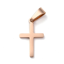 Honeyhandy 304 Stainless Steel Pendants, for Jewelry Making, Cross, Rose Gold, 20.5x12.5x1.2mm, Hole: 3.5x7mm