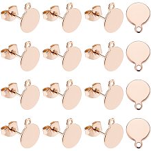 Pandahall Elite 20pcs Vacuum Plating Stainless Steel Stud Earrings Earring Studs Blanks Earring Posts with Backs for DIY Earring Jewelry Making, Rose Gold