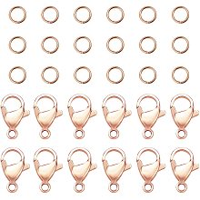 PandaHall Elite 60 pcs 5mm 304 Stainless Steel Jump Rings with 30 pcs Lobster Claw Clasps for Earring Bracelet Necklace Pendants Jewelry DIY Craft Making, Rose Gold