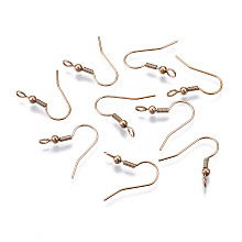 Honeyhandy 304 Stainless Steel Earring Hooks, Ear Wire, with Vertical Loop, Rose Gold, 19~21x18mm, Hole: 2.5mm, Pin: 0.7mm