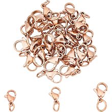 UNICRAFTALE About 30pcs 3 Sizes Rose Gold Necklace Clasps 9-12mm Chain Lobster Claw Clasps Stainless Steel Jewelry Clasps Fastener Hook Clasp for Jewelery Making Stainless Steel Color 4-6mm Hole