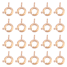 Unicraftale Ion Plating(IP) 20Pcs 304 Stainless Steel Smooth Surface Spring Ring Clasps, Rose Gold, 6x1.5mm, Hole: 1.8mm