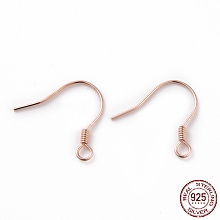 Honeyhandy 925 Sterling Silver Earring Hooks, with Horizontal Loops, Rose Gold, 15.5x15.4mm, 24 Gauge(0.5mm), Hole: 1.5mm