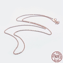 Honeyhandy 925 Sterling Silver Cable Chain Necklaces, with Spring Ring Clasps, with 925 Stamp, Real Rose Gold Plated, 18 inch(45cm)