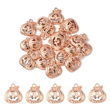 20Pcs Halloween Pumpkin Jack-O'-Lantern Alloy Pendants, Lead Free & Cadmium Free, Rose Gold, 18x16x3mm, Hole: 1.8mm