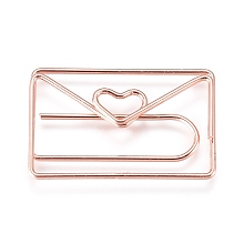 Honeyhandy Envelope with Heart Shape Iron Paperclips, Cute Paper Clips, Funny Bookmark Marking Clips, Rose Gold, 19x30x3.5mm