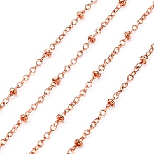 Honeyhandy Electroplate Brass Cable Chains, Satellite Chains, Soldered, Beads, Rose Gold,2mm