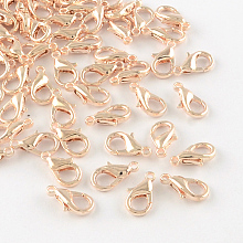 Honeyhandy Zinc Alloy Lobster Claw Clasps, Parrot Trigger Clasps, Cadmium Free & Lead Free, Rose Gold, 16x8mm, Hole: 2mm