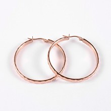 Honeyhandy Ring 304 Stainless Steel Hoop Earrings, Hypoallergenic Earrings, Rose Gold, 42x40x4mm, Pin: 1mm