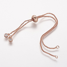 Honeyhandy Rack Plating Brass Chain Bracelet Making, with Rhinestone, Long-Lasting Plated, Slider Bracelets Making, Cadmium Free & Lead Free, Real Rose Gold Plated, Single Chain Length: about 115~120mm