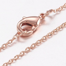 Honeyhandy Brass Chain Necklaces, Cross/Rolo Chain, with Lobster Claw Clasps, Real Rose Gold Plated, 17.7 inch(45cm)