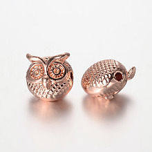 Honeyhandy Owl Alloy Beads, Rose Gold, 11x11x9mm, Hole: 1.5mm