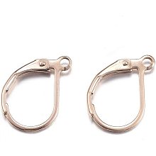 UNICRAFTALE 10pcs(5pairs) Stainless Steel Leverback Earring Finding 0.6x1mm Pin Bezel Earring Components with Loop Rose Gold Hoop Earring for Jewelry Making 14x12x2mm, Hole 1.5mm