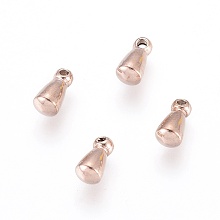 Honeyhandy Ion Plating(IP) 304 Stainless Steel Charms, Chain Extender Drop, Teardrop, Rose Gold, 6x3mm, Hole: 1mm