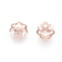 Honeyhandy 201 Stainless Steel Bead Caps, Flower, Multi-Petal, Rose Gold, 6x1mm, Hole: 1mm